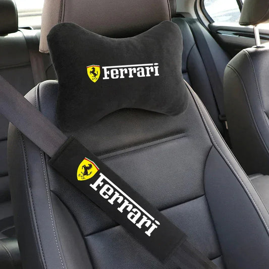 Ferrari Neck Pillow & Seat Belt Shoulder Pad - Seat Belt Cover-2pc