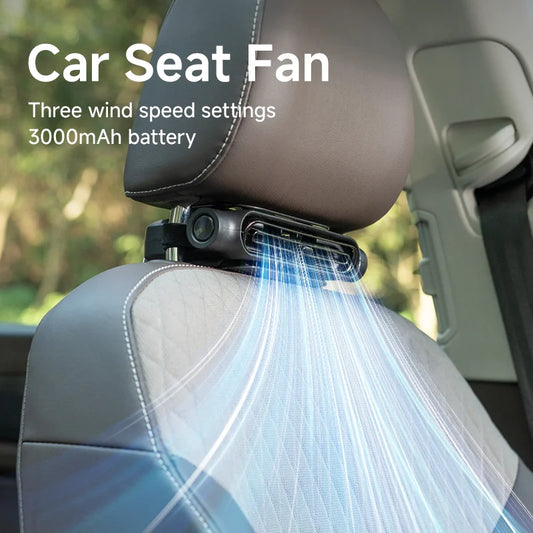 USB Car Seat Cooling Fan with 3-Speed Settings for Front and Rear Seats
