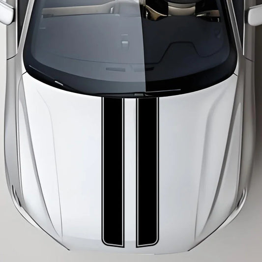 Sports Racing Hood Stripe Sticker – Waterproof PVC Self-Adhesive Car Vinyl Decal - Colorful Laser
