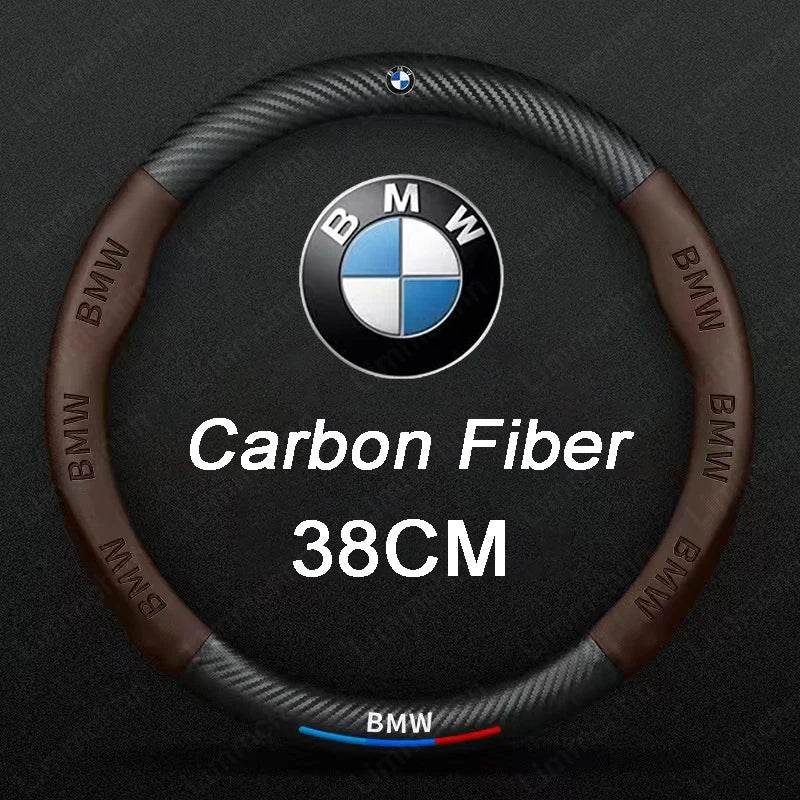 BMW 3D Carbon Fiber Leather Steering Wheel Cover | For G20 G30 G38 X1–X7 Series E90 E92 E93 320 3/5/7 Series - 