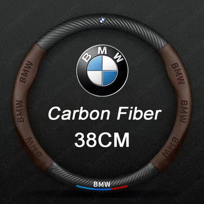 BMW 3D Carbon Fiber Leather Steering Wheel Cover | For G20 G30 G38 X1–X7 Series E90 E92 E93 320 3/5/7 Series - 