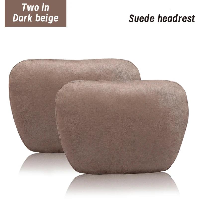 Maybach S-Class Breathable Soft Neck Headrest & Lumbar Support Pillow - Headrest Beige 2x