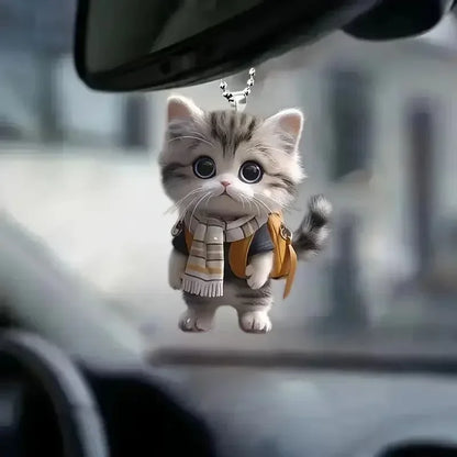 Cat Car Pendant – 2D Rearview Mirror Hanging Ornament