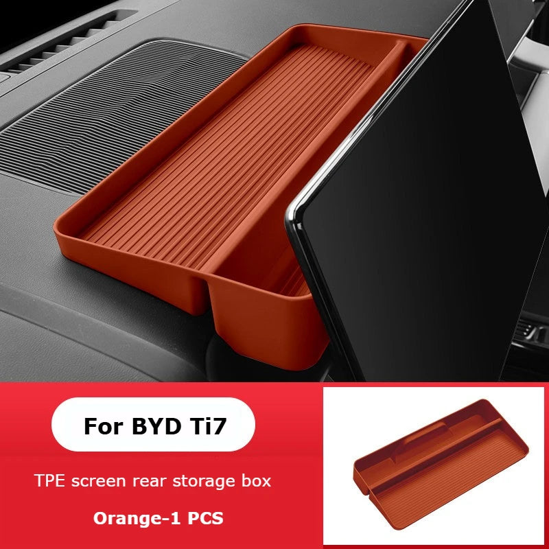BYD Ti7 Behind-Screen Dashboard Storage Box - TPE Screen Orange