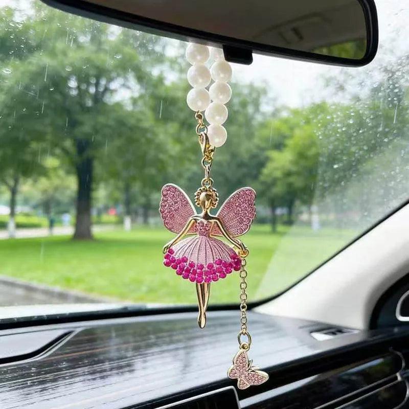 Diamond Crystal Angel Girl Rearview Mirror Pendant Car Interior