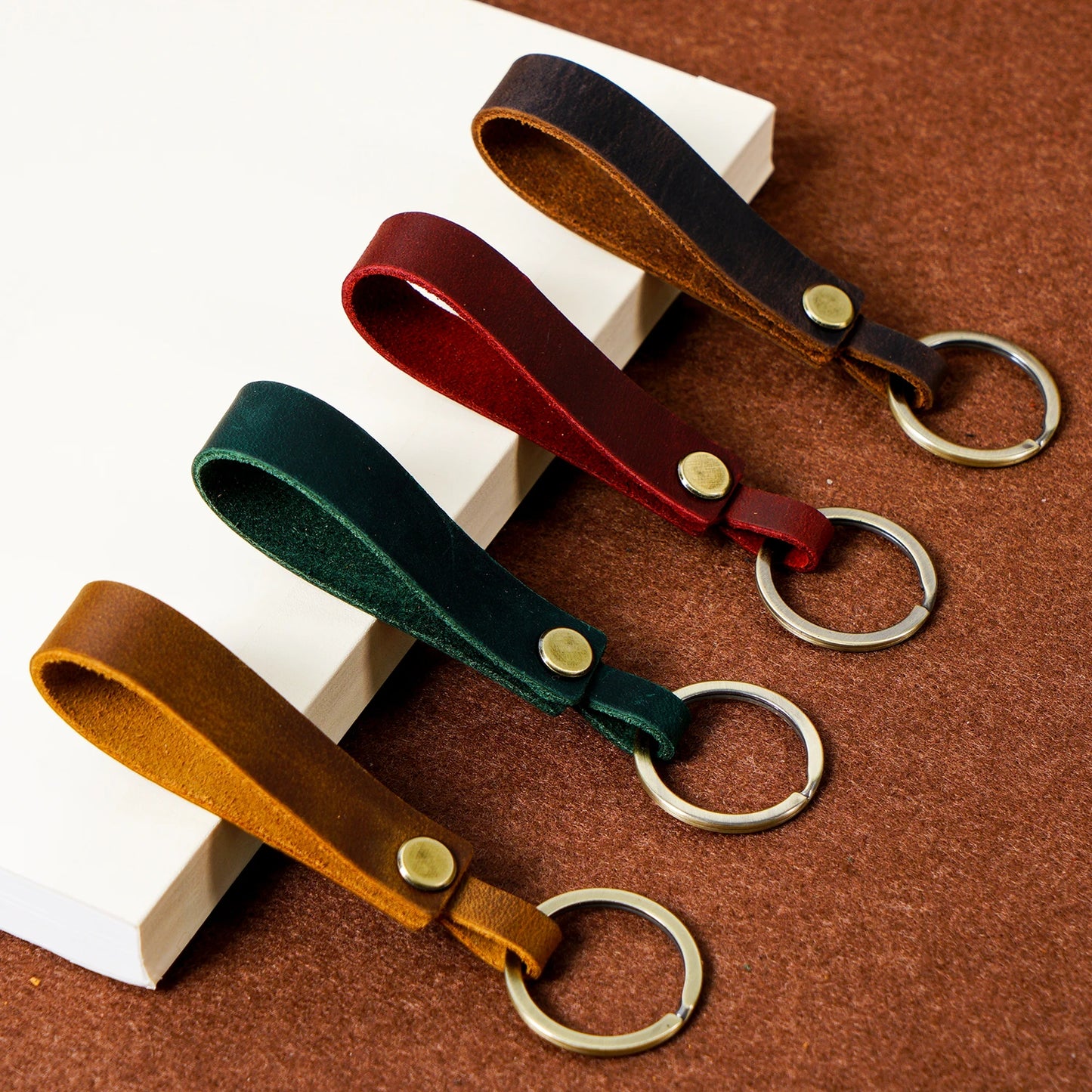 Top Grain Leather Keyring — Minimalist, 7 Colours