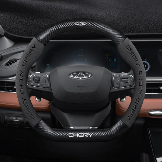 Buckskin Carbon Fiber Steering Wheel Cover for Chery Tiggo 7 8 Pro