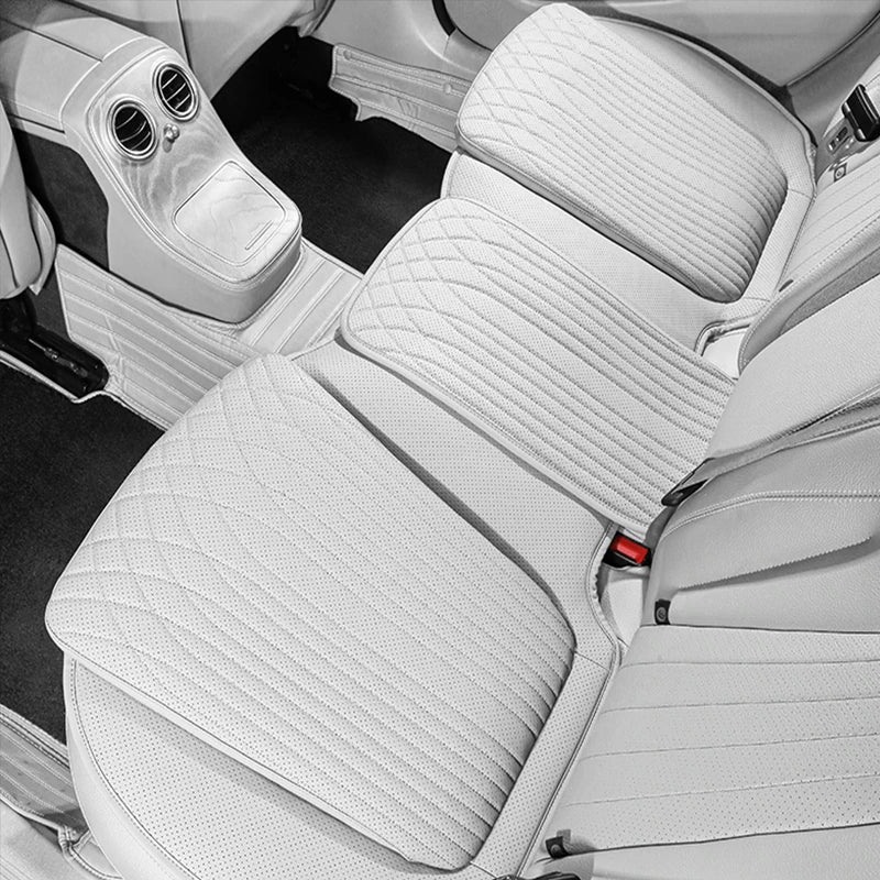 Tesla Car Seat Cushion – Nappa Leather, Breathable & Non-Slip Universal Four Seasons Pad - 1PC Black Front