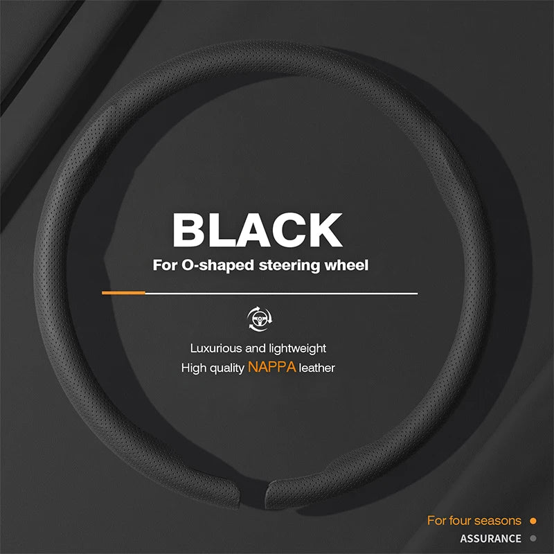 Genesis Nappa Leather Steering Wheel Cover - Round Shape / Black
