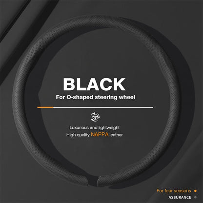 Genesis Nappa Leather Steering Wheel Cover - Round Shape / Black