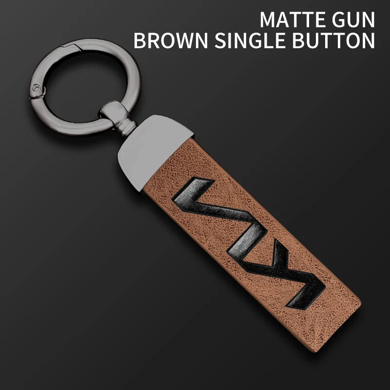 KIA Leather Alloy Remote Key Case Cover - gun brown