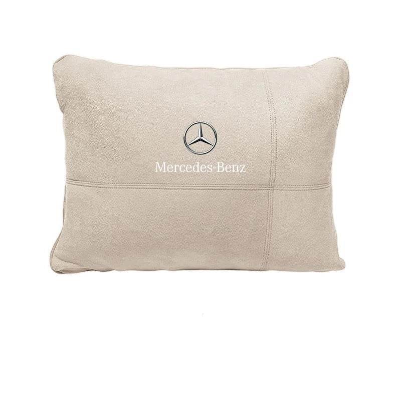 Mercedes Benz Neck Pillow & Lumbar Support Cushion | For A B C E S V R-Class, CLA, GLA, GLB, GLC, GLE, SLK, A45, C43 - Cognac.