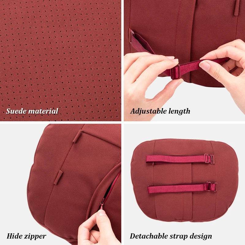 Suede Car Neck Pillow & Lumbar Support for Audi A3 A4 A5 A6 A7 A8 Q2 Q3 Q5 Q7 Q8 TT SQ5 Spine Protection - headrest 1pc brown