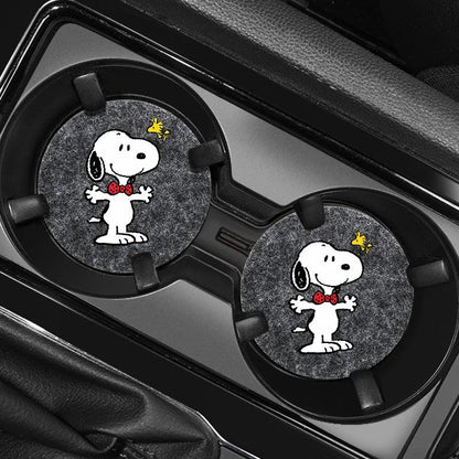 Snoopy Felt Car Cup Holder Coasters - Anti-Slip Universal Pads