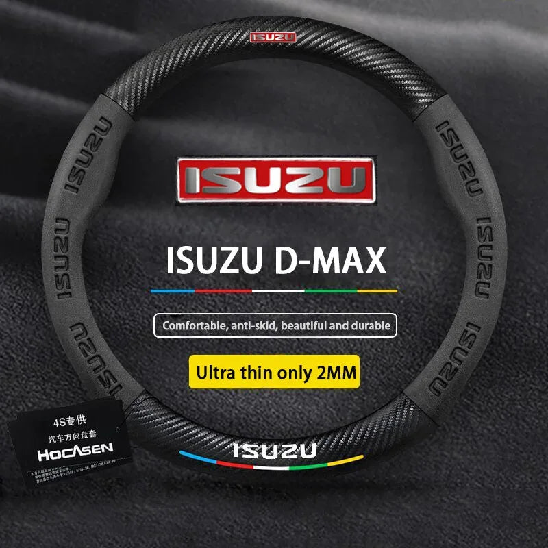 Isuzu Suede Carbon Fiber Steering Wheel Cover - Black