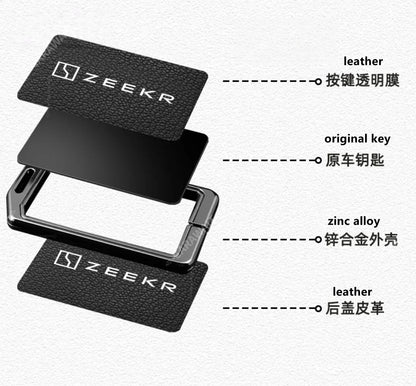 Zeekr 7X 009 007 001 NFC Zinc Alloy Leather Key Cover Case Chain