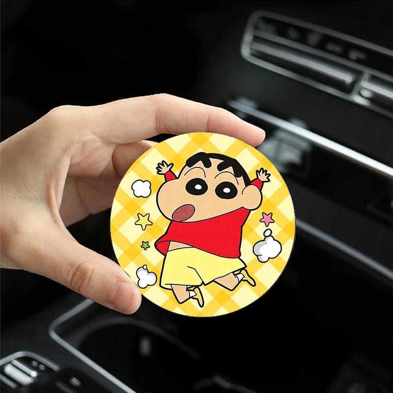 Anti-Slip Crayon Shin-chan Car Cup Coasters Set Interior Pads