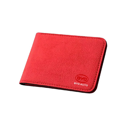 Suede-Style Driver Licence and Card Holder for BYD Models - red For BYD