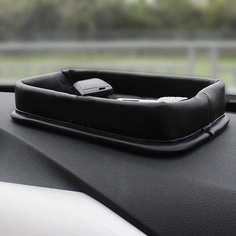 PU Leather Dashboard Console Organizer Storage Box Phone Keys Coin