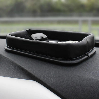PU Leather Dashboard Console Organizer Storage Box Phone Keys Coin