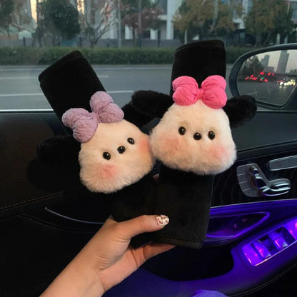 Cartoon Bow Dog Seatbelt Cover Cushion Pad - Kids Ladies Auto Safety