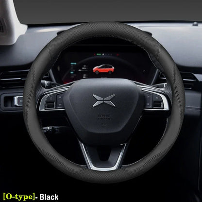 XPeng Ultra-Thin Leather Steering Wheel Cover - Round Shape / Black