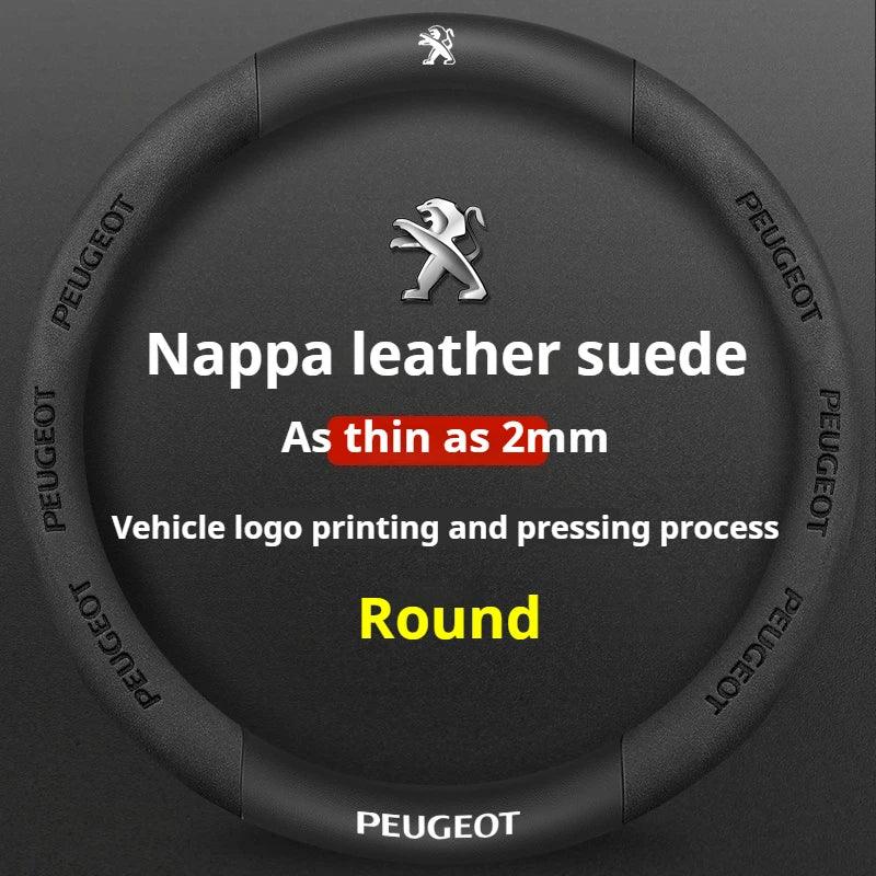 Peugeot Leather Steering Wheel Cover - Round Black D