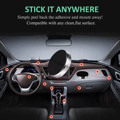 Magnetic Car Phone Holder – Universal Dashboard & Wall Mount Stand for iPhone, Samsung, Xiaomi, Huawei & More - Black