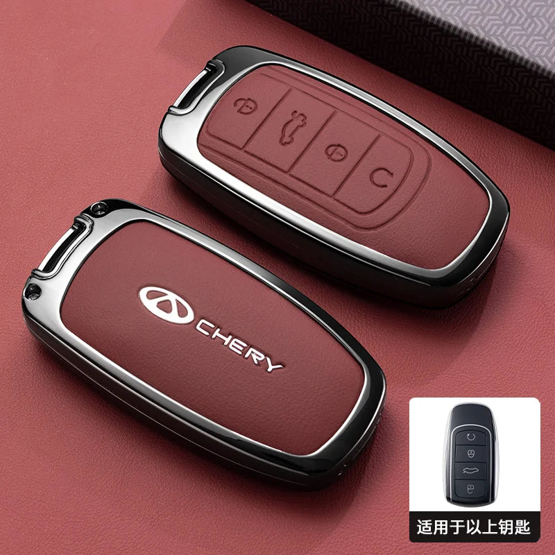 Chery Jaecoo Leather Key Case Holder with Chain - Tigo Omoda