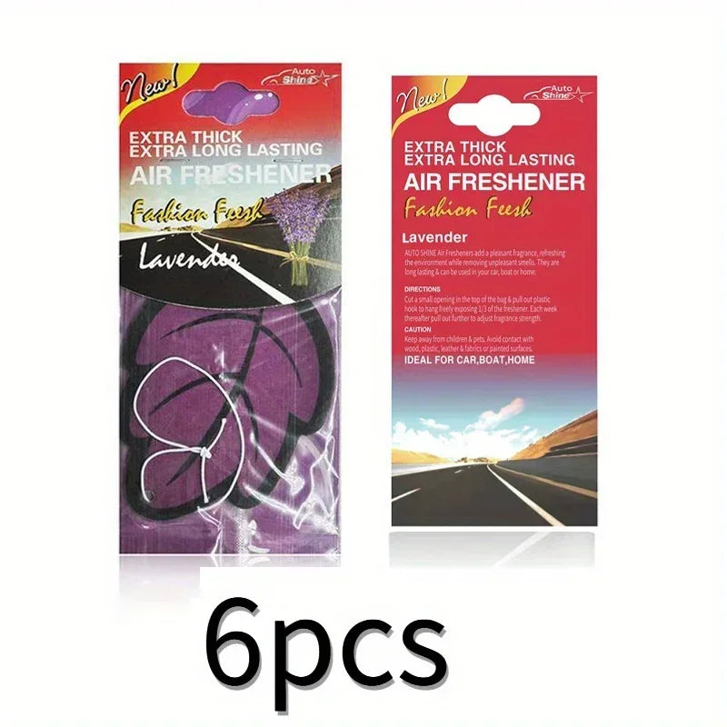Leaf Shape Hanging Car Air Freshener - 6Pcs-Lavender