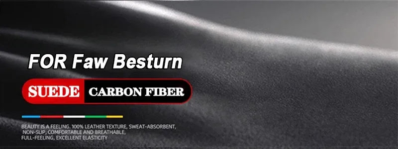 FAW Besturn Carbon Fiber Suede Steering Wheel Cover - D Black-Carbon+Suede
