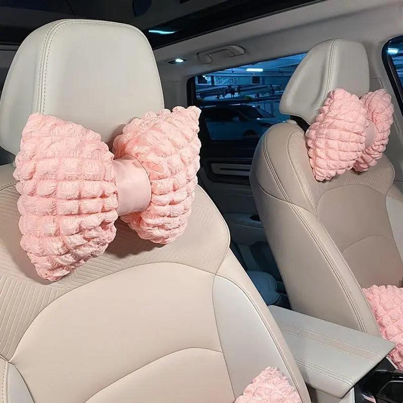 Pink Soft Car Neck Pillow & Lumbar Support Set