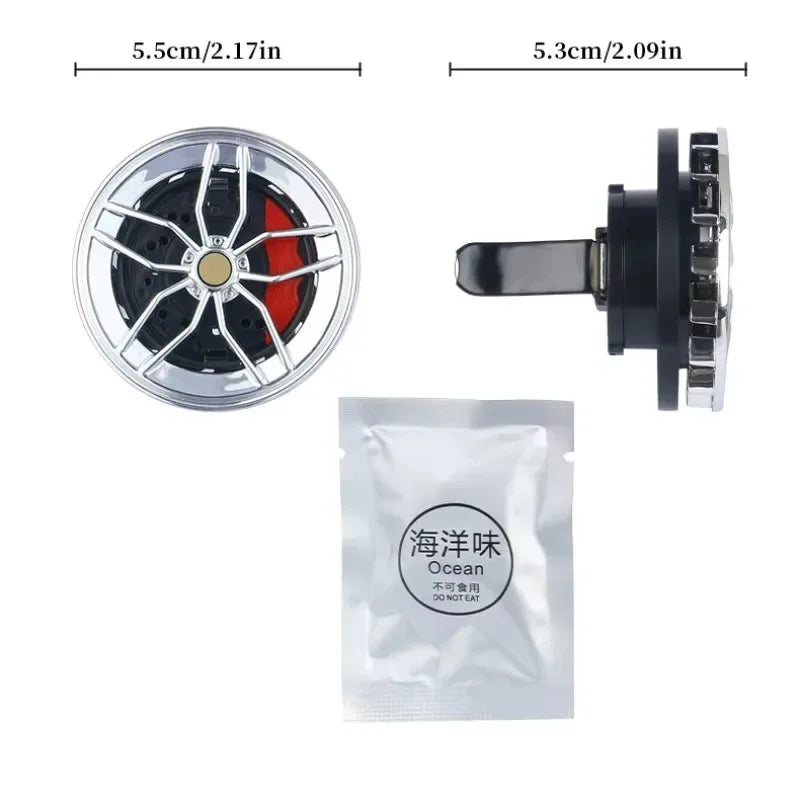 Rotatable Wheel Hub Car Air Freshener Vent Clip - Red