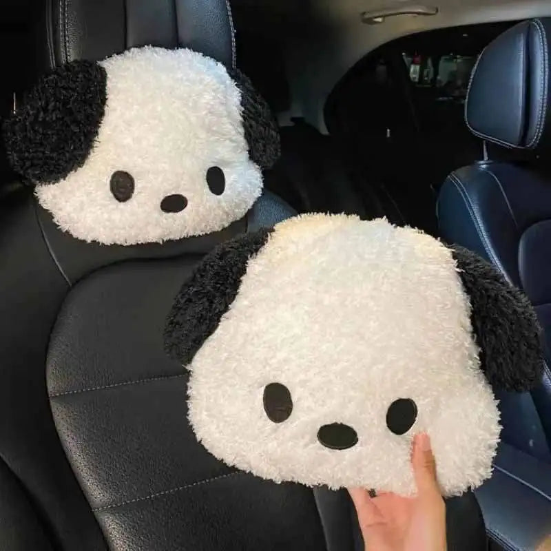 Puppy Plush Car Lumbar Pillow and Headrest Support Cushion