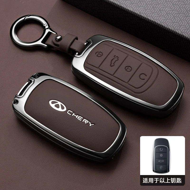 Chery Jaecoo Leather Key Case Holder with Chain - Tigo Omoda