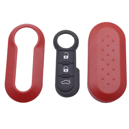 Fiat 500, Panda & Punto Remote Key Shell — 3 Button, 8 Colours - red