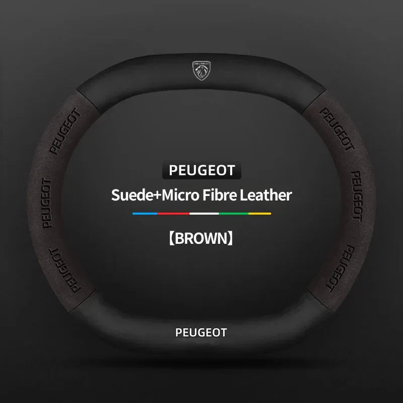 Peugeot 3008 4008 5008 208 2008 Suede Leather Steering Wheel Cover