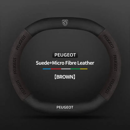 Peugeot 3008 4008 5008 208 2008 Suede Leather Steering Wheel Cover