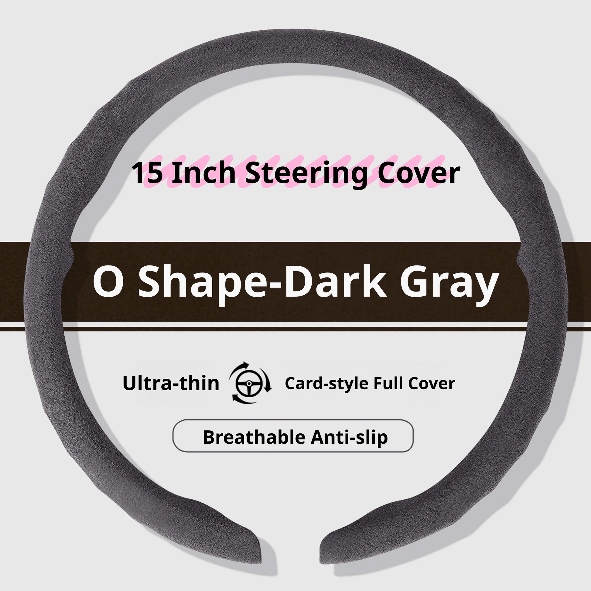 Genesis Ultrasuede Steering Wheel Cover - Round Shape / Dark Grey