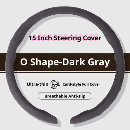 Genesis Ultrasuede Steering Wheel Cover - Round Shape / Dark Grey