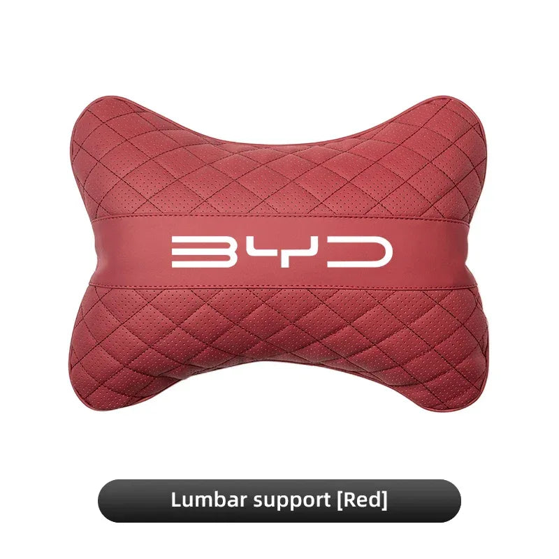 BYD Car Headrest & Lumbar Cushion - Red-Lumbar