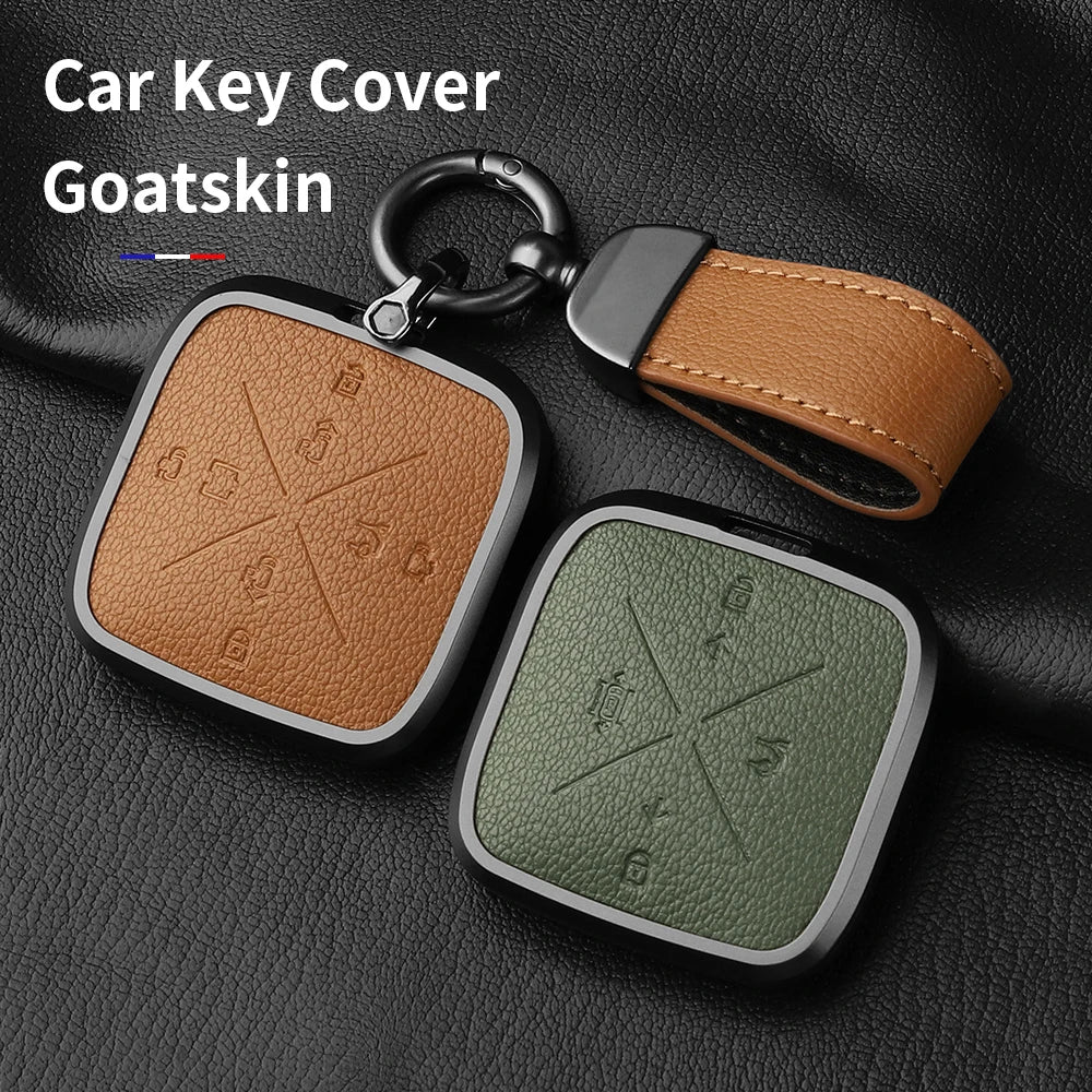 8 Button Aluminum Goatskin Key Case Cover for Zeekr X 001 009