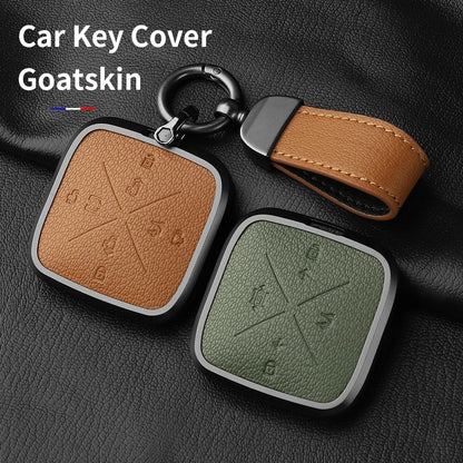 8 Button Aluminum Goatskin Key Case Cover for Zeekr X 001 009