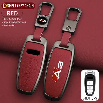 Zinc Alloy Leather Car Key Case Cover Audi A3 8P 8V 8L S3 RS3