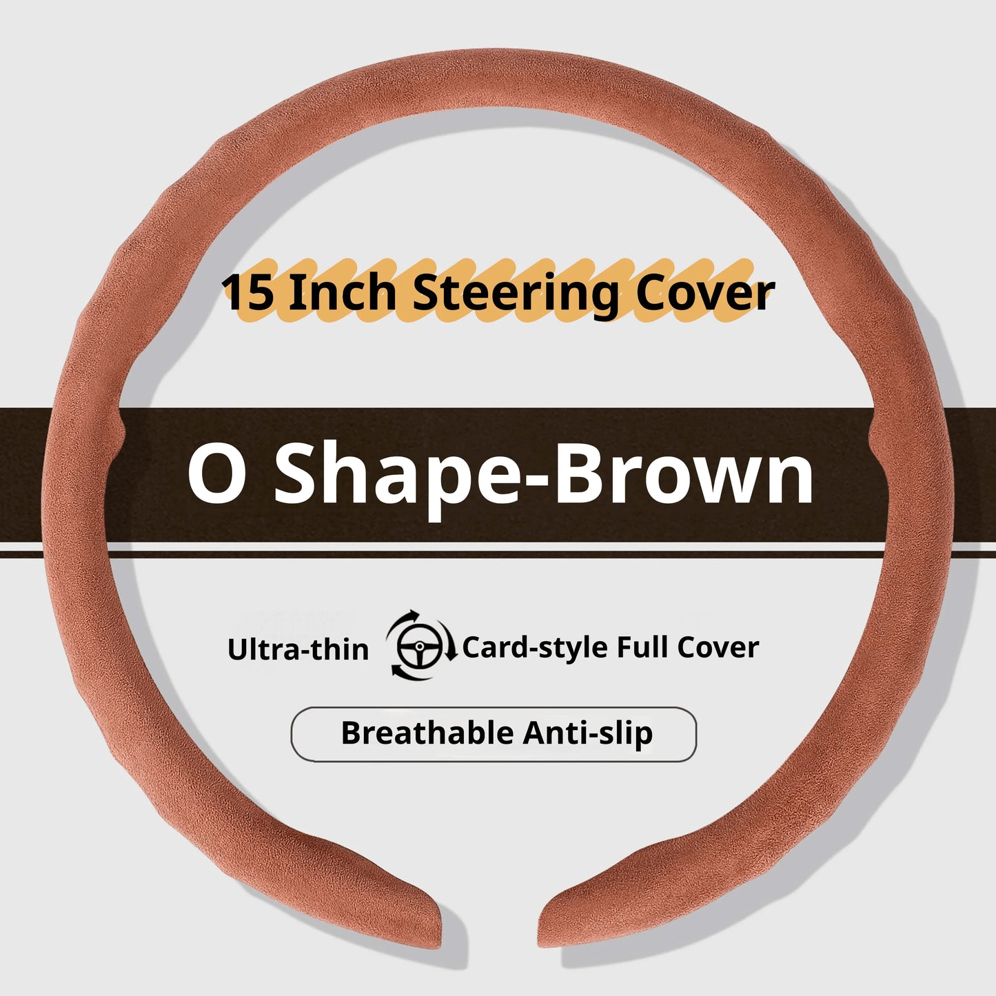 Genesis Ultrasuede Steering Wheel Cover - Round Shape / Brown