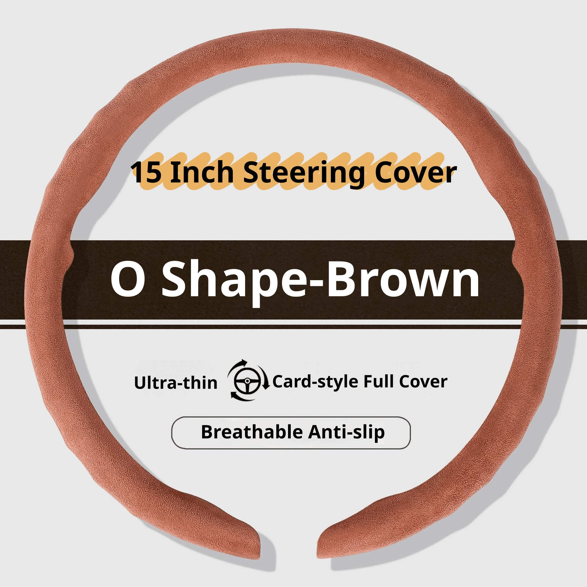 Genesis Ultrasuede Steering Wheel Cover - Round Shape / Brown