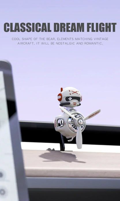 Rotating Propeller Pilot Plane Car Air Freshener - Battle Bear