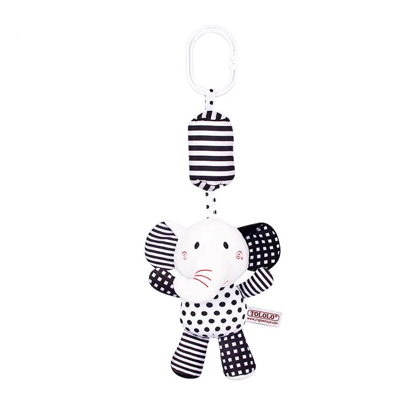 Baby Hanging Rattle Toy – Rainbow Plush Mobile for Stroller & Crib - Elephant