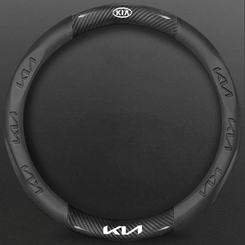 Kia Carbon Fibre Steering Wheel Cover - Round Shape / Black