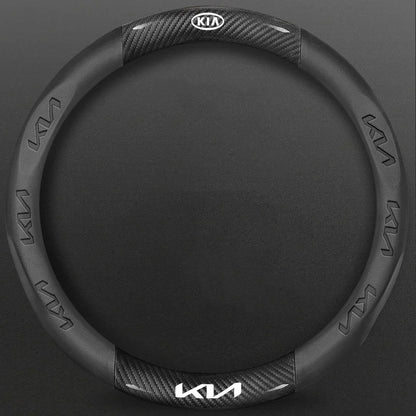 Kia Carbon Fibre Steering Wheel Cover - Round Shape / Black